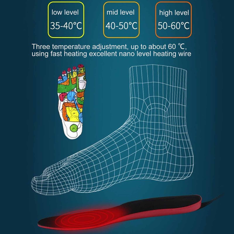 Heated Insoles DIY Cuttable Smart Remote Control USB Rechargeable Electric