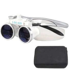 Dental Surgical Loupe Safety Goggle Sport Frame 3.5X 420mm(White Silver)