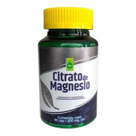 Suplemento 100% de Citrato de Magnesio 60 capsulas, 1,000 mg por porción (Citrato de magnesio en polvo sin sabor)