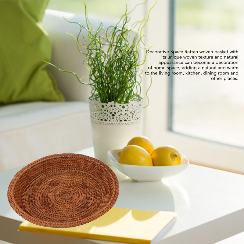 2 PCS Round Rattan Basket Unique Texture Hand Woven Process