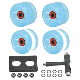 PATIKIL Roller Skate Wheelset 4pcs 65mm 78A Light Up Skateboard Cruiser Wheelset with Bearing Track Tool Kit for Outdoor Quad Skates Blue