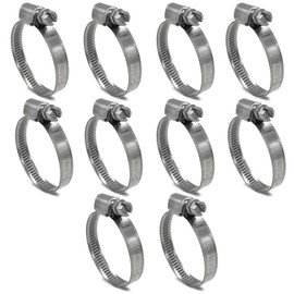 CHUN YUNG DA Worm Gear Embossed Hose Clamps Size No.20 1-3/16 to 1-3/4" Adjustable Heavy Duty Stainless Steel All 304 for Coolant Hose Clamp (30-45mm, Pack of 10)