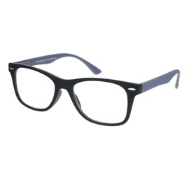 SA106 Matte Rubberized Hipster Horn Rim Spring Hinge Reading Glasses Black +4.0
