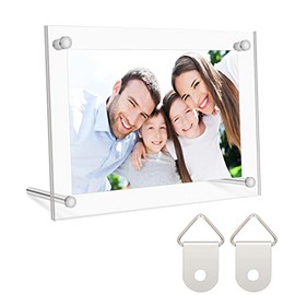 FYY Picture Frame 4x6, Clear Acrylic Double Sided Photo Frames, Plastic Acrylic Photo Frame for Wall Mount & Tabletop Desktop Display, Horizontally or Vertically