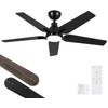 putroad 52 Inch Ceiling Fans with Lights: Black 5 Blades