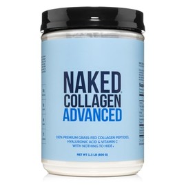 NAKED Collagen Advanced - Suplemento de colágeno hidrolizado de péptidos de proteína en polvo, ácido hialurónico, vitamina C, criado en pastura y alimentado con pasto, apto para dietas paleolíticas, s
