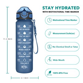 Enerbone 32 oz Water Bottle with Times to Drink and Straw, Motivational Drinking Water Bottles with Carrying Strap, Leakproof BPA & Toxic Free, Ensure You Drink Enough Water for Fitness Gym Outdoor