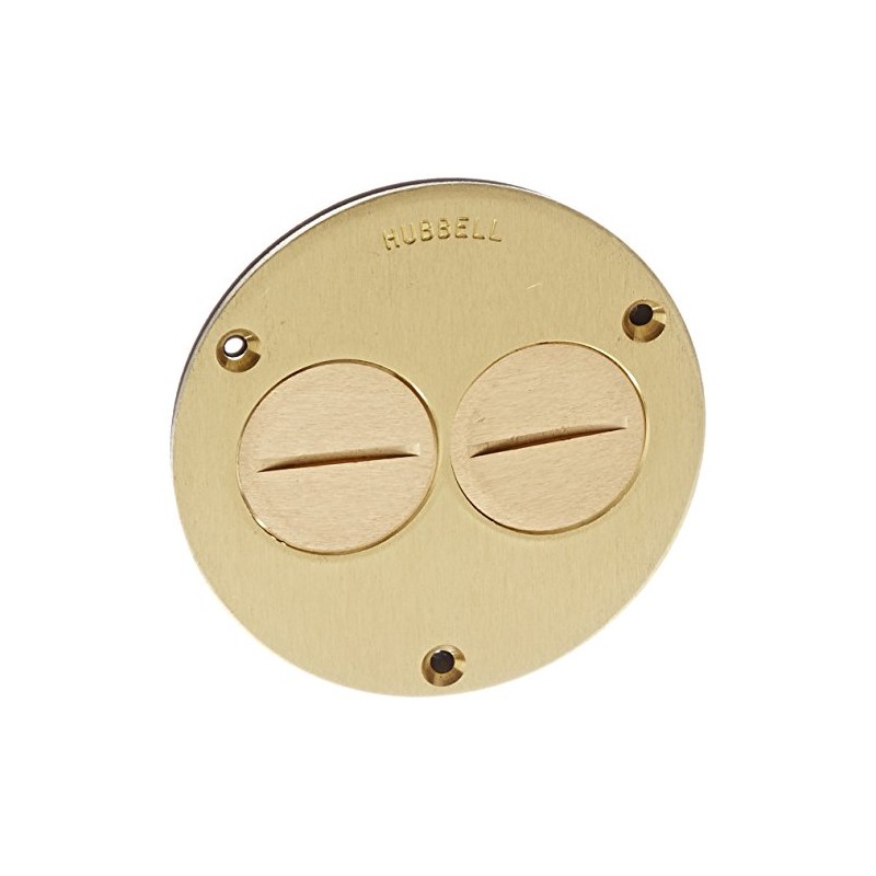 Hubbell Wiring Systems S3725 Brass Round Floor Box Duplex Screw