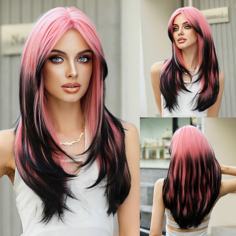 Long Wig Human Hair with Bangs and Wig Cap Glueless
