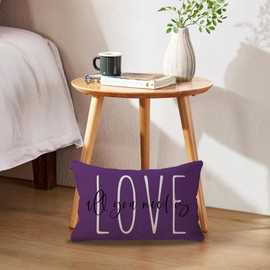 Decorative Lumbar Pillow Cases All You Need is Love Throw Pillow Covers 12x20 Valentine's Day Decorations for Sofa/Couch/Porch (Purple)