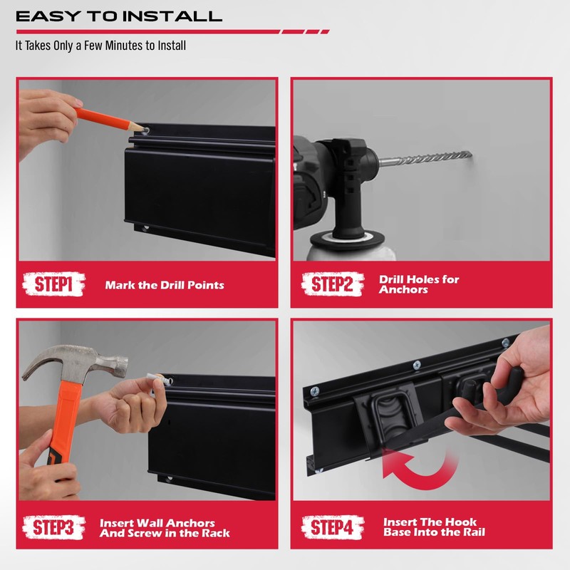 48" Heavy Duty Garage Wall Organizer, Wall Mount Tool Storage