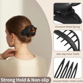 9 Pack Flat Hair Clips for Women, Matte Claw Clips for Thick & Thin Hair, Suitable for Driving (Beige,Camel,Black)
