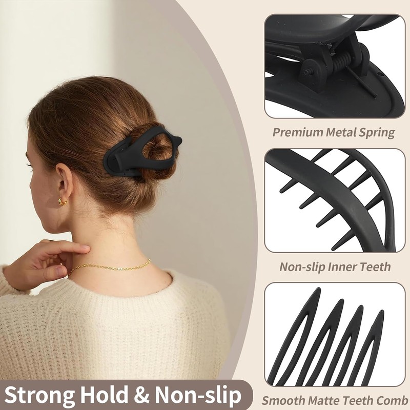 9 Pack Flat Hair Clips for Women, Matte Claw Clips
