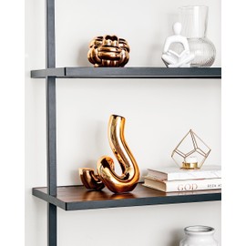 Gold Decor Accent Aesthetic Vase, Cute Small Vases for Flowers, Gold Table Decor, Unique Office Desk Décor, Shelf Decor Aesthetic, Console Mantle Decor