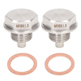 Pack of 2 Magnetic Oil Drain Plug, M18 x 1.5 mm Motor Magnetic Oil Drain Plug, Stainless Steel Screw Bolt, Oil Pan Nut Plug with 2 Washers Magnetic Oil Pan Plug, Universal