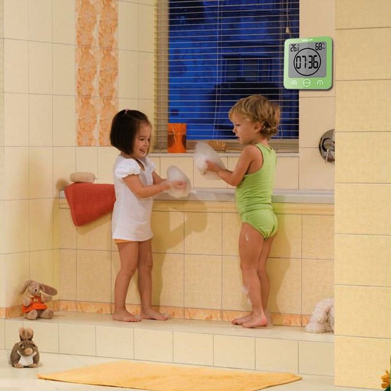 Waterproof Hanging Wall Clock Shower Timer, Large Digital Bathroom Alarm
