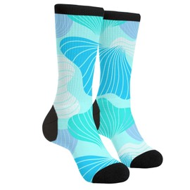 Muxxirt Novelty Sock Bright Blue Banana Leaves Crazy Crew Casual Dress Socks for Men's