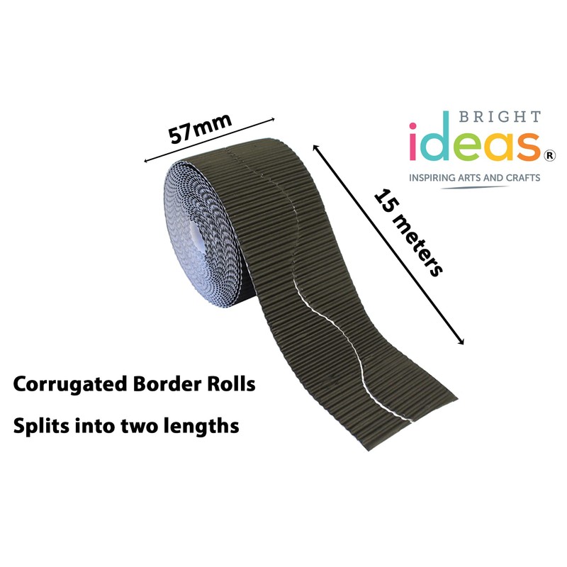 Bright Ideas Corrugated Border Roll for School Displays, Black, 10cm