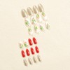 24Pcs Almond Press on Nails Christmas Medium Fake Nails Red