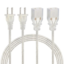 Zlierop 2 Pack Clear Extension Cord, Male to Female 2 Prong Extension Cord, UL-Certified Thin Extension Cord, 9 Feet Indoor Extension Cord 2 x 18 AWG 250V 6A, Extension Cords for Lighting