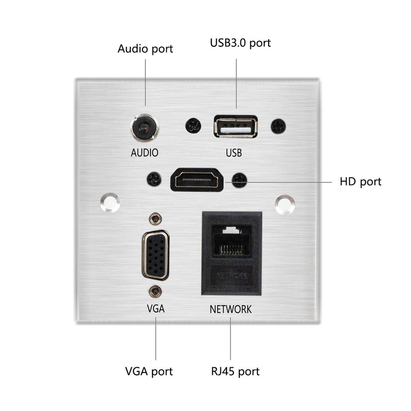 Multimedia Socket Aluminum Alloy USB HD VGA 3.5MM Sound RJ45