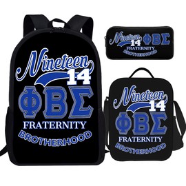 Fraternity Gifts Backpack Bundle - 17" Durable Large Backpack with Insulated Lunch Box & Pencil Case, HD Printed Greek Life Backpack Set for Adult