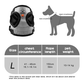 Jagowa Cat Dog Harness and Lead Set for Walking, Double Mesh Cloth Adjustable Soft Harness and Lead for Small Medium Pets (S, M, L)