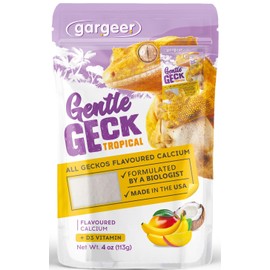Gargeer 4oz Gecko Calcium with Vitamin D3, Phosphorus-Free, Ultrafine Powder. Ready to Use Supplement for Geckos and Fruit-Eating Reptiles. Pure Dust with Real Organic Fruits. Made in The USA