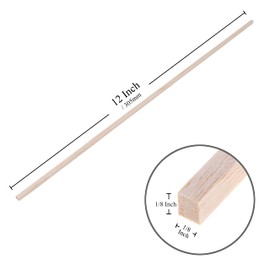 Balsa Wood Sticks 1/8 Inch Square Dowels Rod Strips 12" Long - Pack of 50 by Craftiff