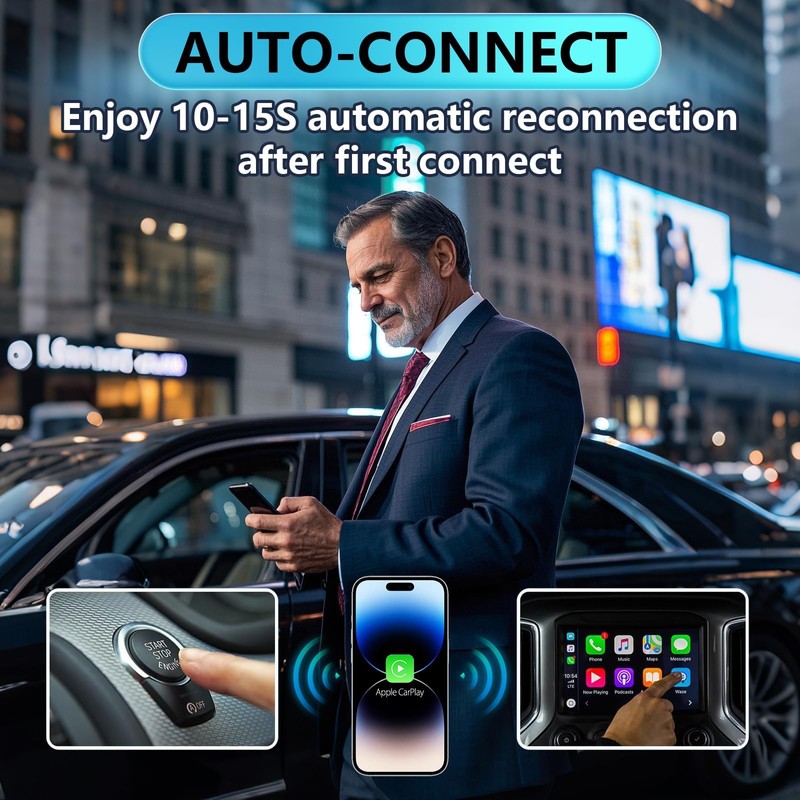 Wireless CarPlay Adapter for Apple, Convert Wired to Wireless Apple