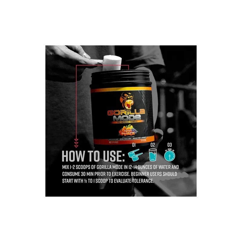 Gorilla Mode Pre Workout Formula Pre Entreno 40 Servs Sabor