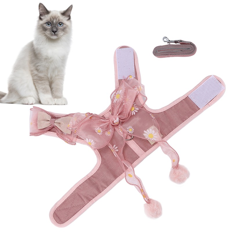 Cat Harness and Leash Set Breathable Fairy Bowknot Vest Cat