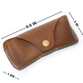 YAN TA Leather Glasses Case Handmade Vintage Sunglasses Bag - brown - Medium