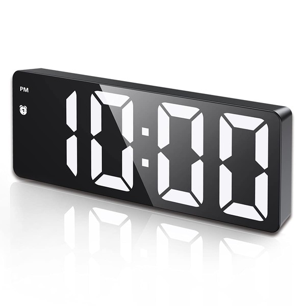 Criacr Digital Alarm Clock, Digital Alarm Clock with LED Light Numerals, Portable Alarm Clock with Snooze, Temperature Display, Date, 12/24HR, Voice Control Function, 3 Brightnesses, USB Charging