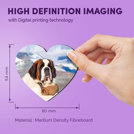 1 x Heart MDF Magnets - St Bernard Mountain Rescue Dog 12731