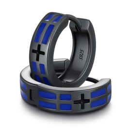 Viking Earrings 925 Sterling Silver Hoop Earrings and Nordic Runes Earrings Hypoallergenic Earrings Jewellery Gifts for Men Women, Sterling Silver