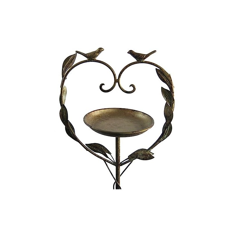 MAISONICA Tall 1.2m Rusty Gold Metal Garden Stake Bird Feeder