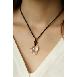 AURABLOOM Lucky Charm, White Crystal, Fox Necklace, Women's, Power Stone, Fashionable, Good Luck, Gift, Birthday Gift, Lover's Day, Lightweight Accessory