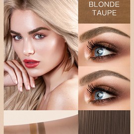 Holzsammlung Eyebrow Stamp Stencil, 2 Colours in 1 Eyebrow Powder Stamp, with 10 Stencils, Eyebrow Brush and Eyebrow Trimmer (Blonde and Taupe)