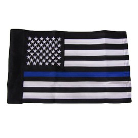 AES 12x18 Embroidered USA Police Blue Line 600D Nylon Sleeved Garden Flag 12"x18" House Banner Double Stitched Fade Resistant Premium Quality