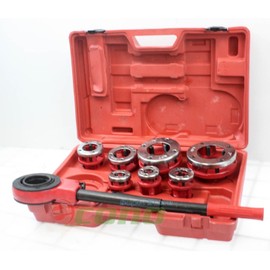 7 Size Pipe Threader Threading 3/8" to 2" Die Dies Set w/ Handle Ratchet