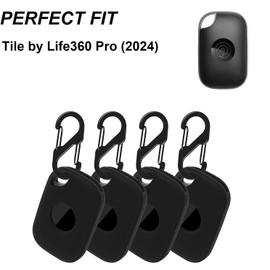 VAEKNVG 4PCS Case for Tile Pro 2024, Soft Silicone Skin Cover Shock-Absorbing Protective Case with Carabiner Accessories (4 Packs Black)