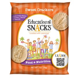 EDUCATIONAL SNACKS – Food & Nutrition Edition | Nut-Free, All-Natural Kids Snacks | Learn Healthy Foods & Nutrition Facts – Different Mix in Every Bag | 60-Pack for Health Education & Group Sharing