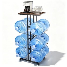 CAROD 5 Gallon Water Jug Holder, Heavy Duty Water Jug Stand with Storage Shelves, 3-Tier Foldable 5 Gallon Water Bottle Holder Water Cooler Jug Rack for Kitchen Living Room Office Gym(Only Shelf)