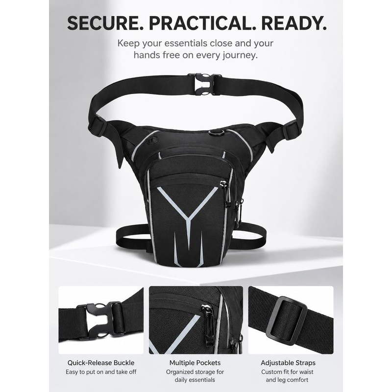 CYOUYDFC Men's Hard Shell Drop Leg Bag, Waterproof Motorcycle Thigh