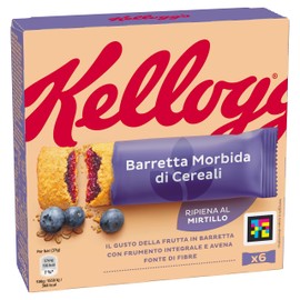 Kellogg's Barretta Morbida | Snack di Cereali al Gusto Mirtillo | con Frumento Integrale e Avena | Ricca di Fibre | 6 barrette da 37g (Confezione da 222g)