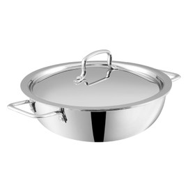 Vinod Platinum Kadai Triply Stainless Steel | Suitable For Indian Cooking, Sauces, Stews, Soups | Deep/Extra Deep Kadai | Induction, Electric Friendly (Extra Deep Kadai, 26cm)