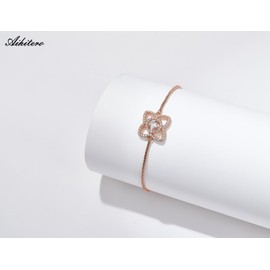 Aihitero Mother’s Day Gifts, 4 Leaf Clover Charm Adjustable Chain Bracelets for Women Girlfriend Wife Mom Sister from Daughter Son Boyfriend Husband BFF