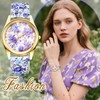 Avaner Women's Leather Wrist Watches Ladies Large Face Floral Printed