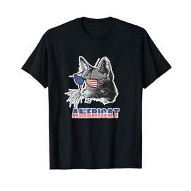 Proud to Be an Americat, Funny Cat US Flag Sunglasses Gift T T-Shirt